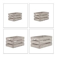 relaxdays Shabby Holzkisten-Set grau, 1 Set