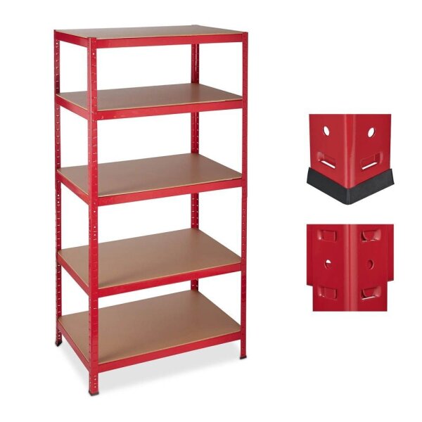 relaxdays Schwerlastregal 10026756_0 rot 90,0 x 60,0 x 180,0 cm