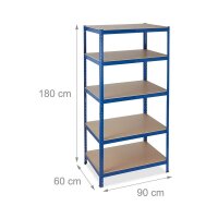 relaxdays Schwerlastregal 10026754_0 blau 90,0 x 60,0 x 180,0 cm