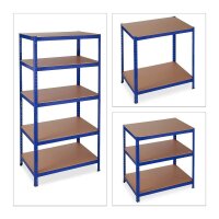 relaxdays Schwerlastregal 10026754_0 blau 90,0 x 60,0 x 180,0 cm