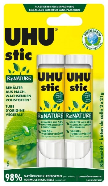 UHU stic ReNATURE Klebestifte 21,0 g, 2 St.