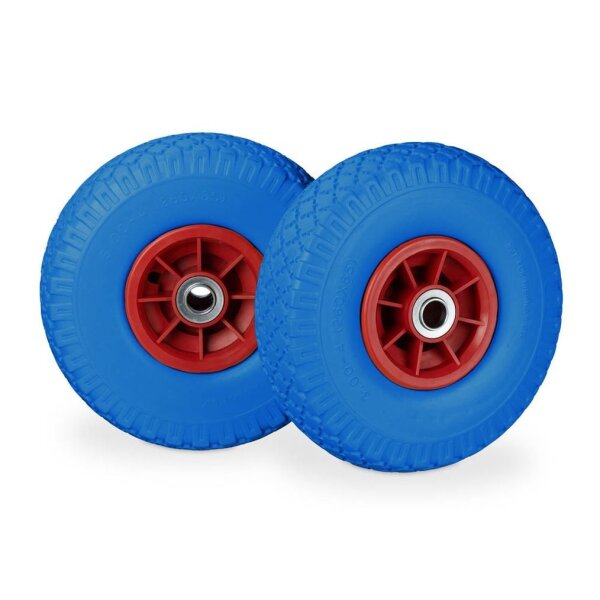 relaxdays Sackkarrenräder luftbereift blau, rot Vollgummi Felgen, Achse 2,0 cm