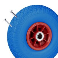 relaxdays Sackkarrenräder luftbereift blau, rot Vollgummi Felgen, Achse 2,0 cm