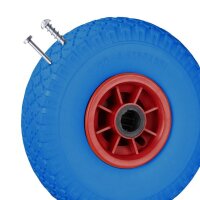 relaxdays Sackkarrenräder luftbereift blau, rot Kunststoff Felgen, Achse 2,5 cm
