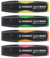 STABILO GREEN BOSS Textmarker farbsortiert, 4 St.