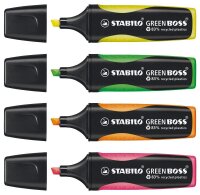 STABILO GREEN BOSS Textmarker farbsortiert, 4 St.