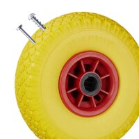 relaxdays Sackkarrenräder luftbereift gelb, rot Kunststoff Felgen, Achse 2,5 cm