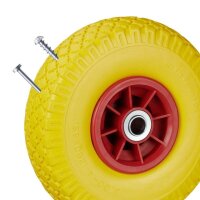 relaxdays Sackkarrenräder luftbereift gelb, rot Vollgummi Felgen, Achse 2,0 cm