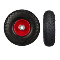relaxdays Sackkarrenräder luftbereift schwarz, rot Stahl Felgen, Achse 2,0 cm