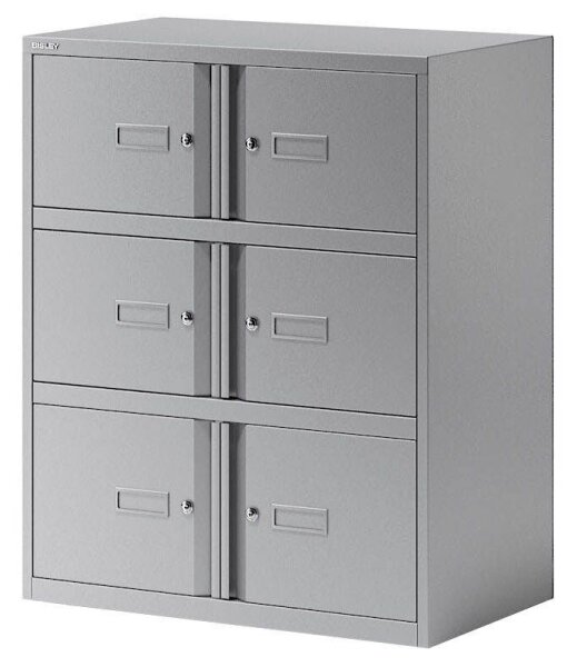 BISLEY Schließfachschrank Essentials silber YELD0810355, 6 Schließfächer 80,0 x 47,0 x 100,0 cm
