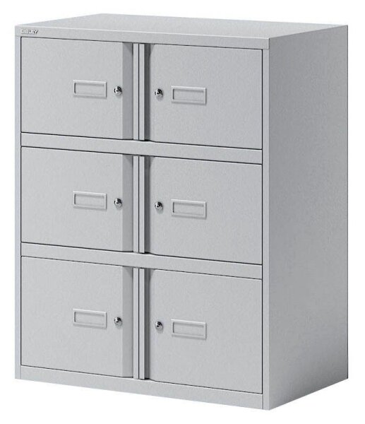 BISLEY Schließfachschrank Essentials lichtgrau YELD0810645, 6 Schließfächer 80,0 x 47,0 x 100,0 cm