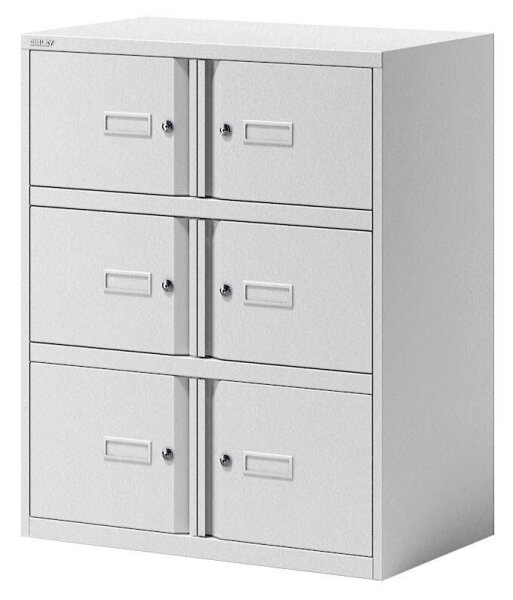 BISLEY Schließfachschrank Essentials verkehrsweiß YELD0810696, 6 Schließfächer 80,0 x 47,0 x 100,0 cm