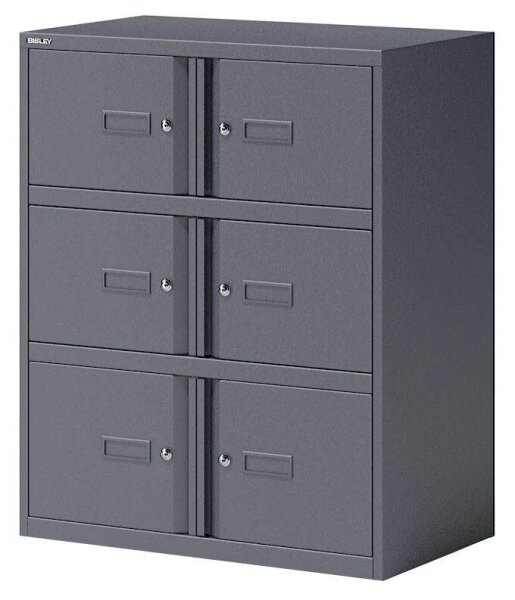 BISLEY Schließfachschrank Essentials anthrazit YELD0810634, 6 Schließfächer 80,0 x 47,0 x 100,0 cm