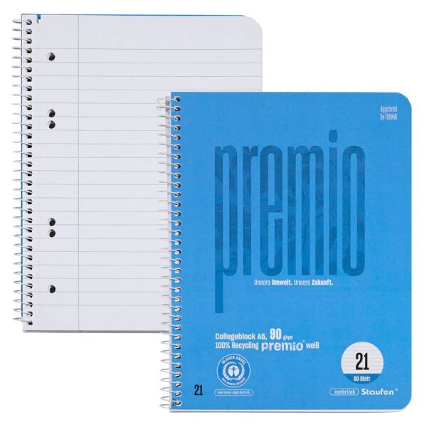 Staufen® Collegeblock Premio liniert DIN A5 ohne Rand, 1 St.