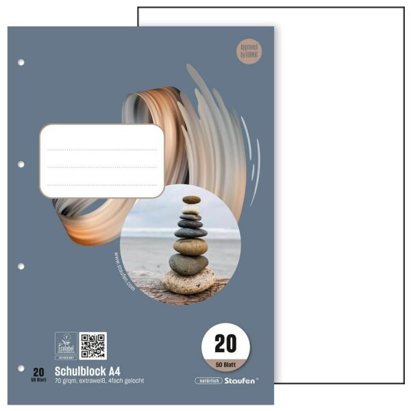 Staufen® Schulblock Style Lin20 DIN A4 blanko, 1 St.