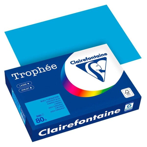 Clairefontaine Kopierpapier Trophée karibischblau DIN A4 80 g/qm 500 Blatt