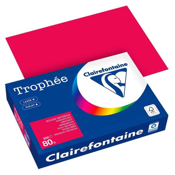 Clairefontaine Kopierpapier Trophée kirschrot DIN A4 80 g/qm 500 Blatt