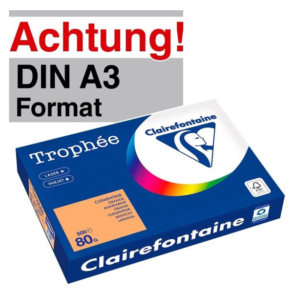 Clairefontaine Kopierpapier Trophée mandarin DIN A3 80 g/qm 500 Blatt