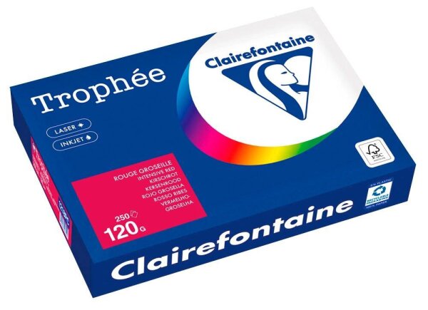 Clairefontaine Kopierpapier Trophée kirschrot DIN A4 120 g/qm 250 Blatt
