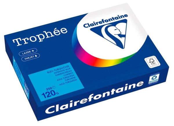 Clairefontaine Kopierpapier Trophée karibischblau DIN A4 120 g/qm 250 Blatt