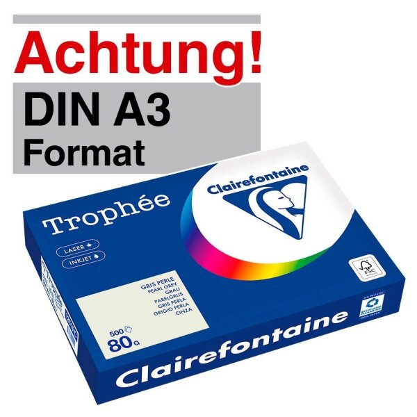 Clairefontaine Kopierpapier Trophée grau DIN A3 80 g/qm 500 Blatt