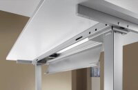 HAMMERBACHER VXDSM82 elektrisch höhenverstellbarer Schreibtisch lichtgrau L-Form, T-Fuß-Gestell silber 200,0 x 120,0 cm