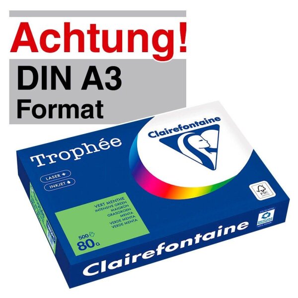 Clairefontaine Kopierpapier Trophée maigrün DIN A3 80 g/qm 500 Blatt