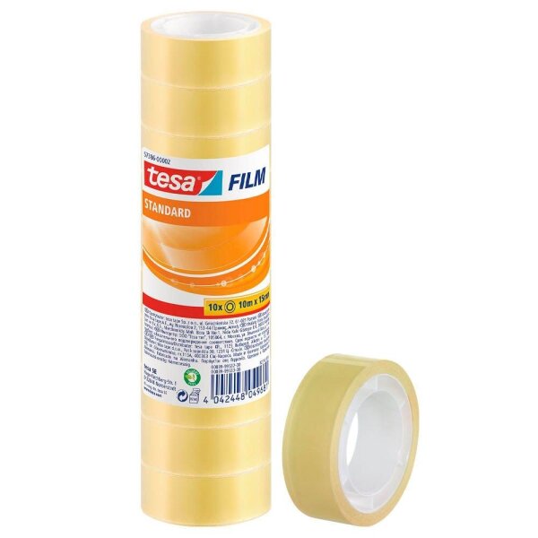 tesa STANDARD Klebefilm transparent 15,0 mm x 10,0 m 10 Rollen
