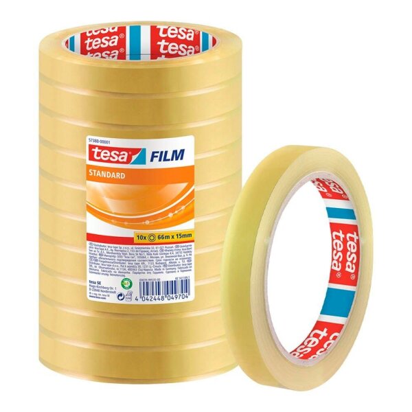 tesa STANDARD Klebefilm transparent 15,0 mm x 66,0 m 10 Rollen