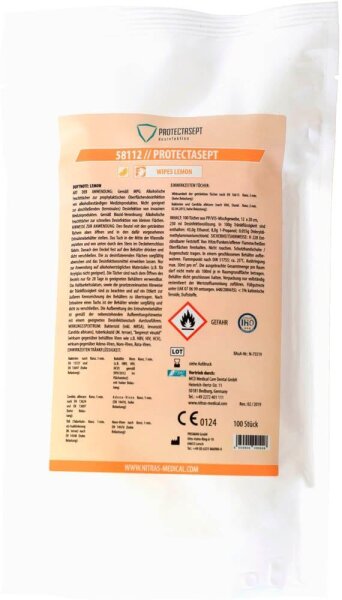 NITRAS MEDICAL Desinfektionstücher PROTECTASEPT 1-lagig weiß, 100 Tücher