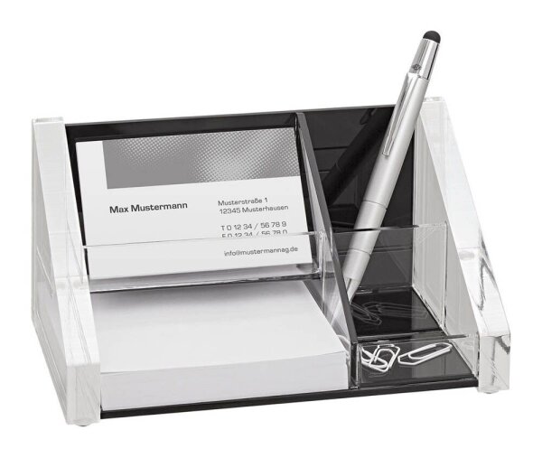 WEDO Schreibtisch-Organizer Exklusiv glasklar/schwarz Acryl 4 Fächer 16,4 x 9,7 x 8,9 cm