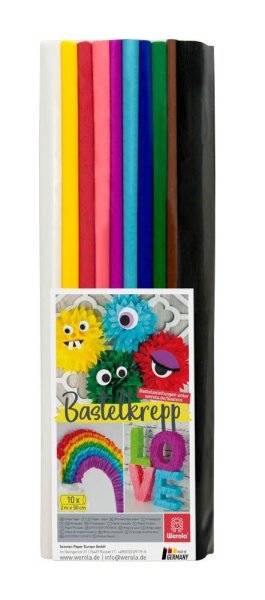 Werola Krepppapier Regenbogen farbsortiert 31 g/qm 10 Rollen
