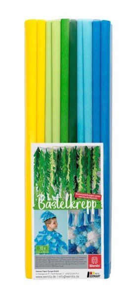 Werola Krepppapier Maritim farbsortiert 31 g/qm 10 Rollen