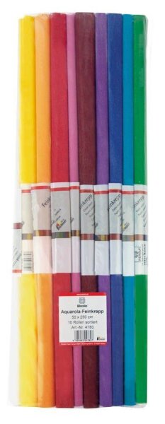 Werola Krepppapier Aquarola färbt nicht ab farbsortiert 32 g/qm 10 Rollen