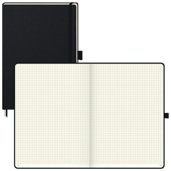 BRUNNEN Notizbuch KOMPAGNON DIN A4 kariert, schwarz Hardcover 192, davon 16 zum Heraustrennen Seiten, 1 St.