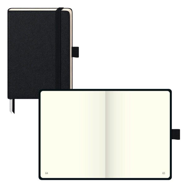 BRUNNEN Notizbuch KOMPAGNON ca. DIN A6 blanko, schwarz Hardcover 192, davon 16 zum Heraustrennen Seiten, 1 St.