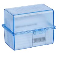 HAN A8 Karteikasten DIN A8 für 300 Karteikarten blau-transparent mit Deckel
