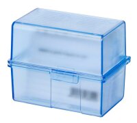 HAN A8 Karteikasten DIN A8 für 300 Karteikarten blau-transparent mit Deckel