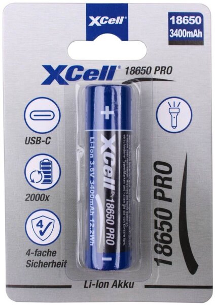 XCell® Akku Li-Ion 18650 3400 mAh, 1 St.
