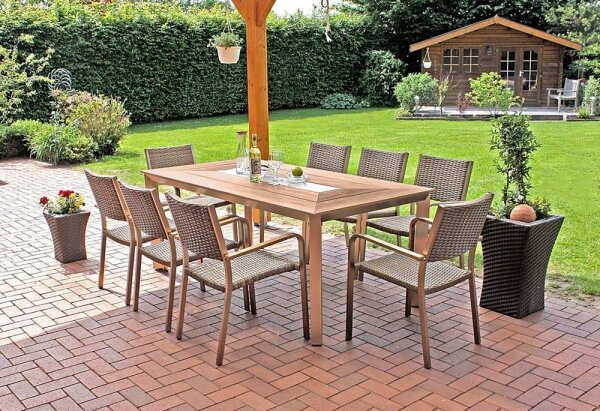 Garden Pleasure Sitzgruppe Florence, champagner Kunststoff, Metall, 7-teilig  ( 305267-6 )