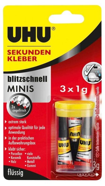 UHU Minis Sekundenkleber 3x 1,0 g, 3 St.