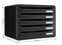 Exacompta Schubladenbox Big-Box Plus quer Classic  schwarz 308714D, DIN A4 quer mit 5 Schubladen, 1 St.