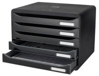 Exacompta Schubladenbox Big-Box Plus quer Classic  schwarz 308714D, DIN A4 quer mit 5 Schubladen, 1 St.