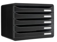 Exacompta Schubladenbox Big-Box Plus quer Classic  schwarz 308714D, DIN A4 quer mit 5 Schubladen, 1 St.