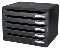 Exacompta Schubladenbox Big-Box Plus quer Classic  schwarz 308714D, DIN A4 quer mit 5 Schubladen, 1 St.