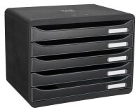 Exacompta Schubladenbox Big-Box Plus quer Classic  schwarz 308714D, DIN A4 quer mit 5 Schubladen, 1 St.