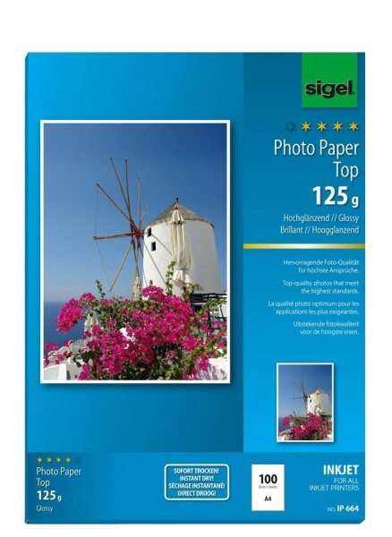 SIGEL Fotopapier IP664 DIN A4 hochglänzend 125 g/qm 100 Blatt