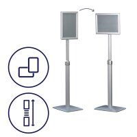 FRANKEN Infoständer silber DIN A4 33,0 x 25,0 x 86,5 - 125,0 cm, 1 St.