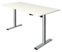 Kerkmann Move 1 base elektrisch höhenverstellbarer Schreibtisch weiß rechteckig, T-Fuß-Gestell silber 160,0 x 80,0 cm