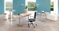 Kerkmann Move 1 base elektrisch höhenverstellbarer Schreibtisch weiß rechteckig, T-Fuß-Gestell silber 160,0 x 80,0 cm
